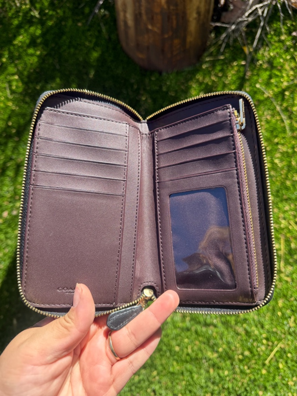 Coach Black Embossed Signature Zip Wallet with Gold Logo - Picture 2 of 2